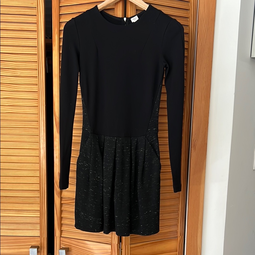Wilfred Black Pleated Fit and Flare Dress